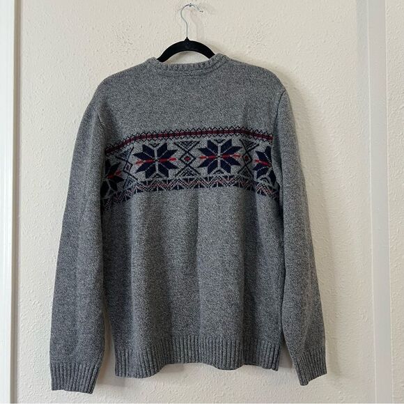 Eddie Bauer Fair Isle Wool Blend Crew Neck Sweater Size XL in Gray - Picture 5 of 8